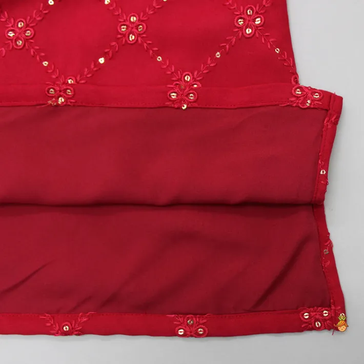 Sale Embroidered Red Kurta And Beige Pyjama BOY Indian Ethnic Wear | Ethnic Sets