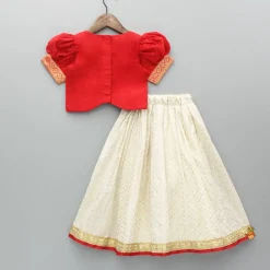Clearance Embroidered Red Top And Brocade Lehenga Ethnic Wear | Lehengas & Ghagras