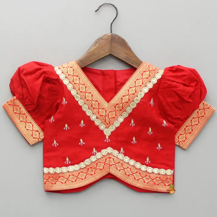 Clearance Embroidered Red Top And Brocade Lehenga Ethnic Wear | Lehengas & Ghagras