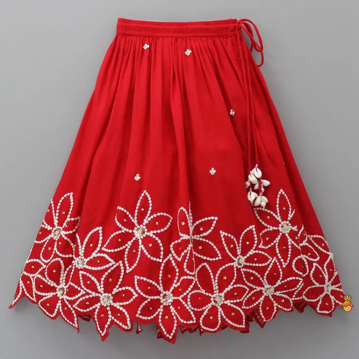 Hot Embroidered Red Top And Pleated Lehenga Ethnic Wear | Lehengas & Ghagras