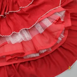 Clearance Embroidered Red Top And Pleated Frilly Hem Lehenga Twinning Sets | Ethnic Wear