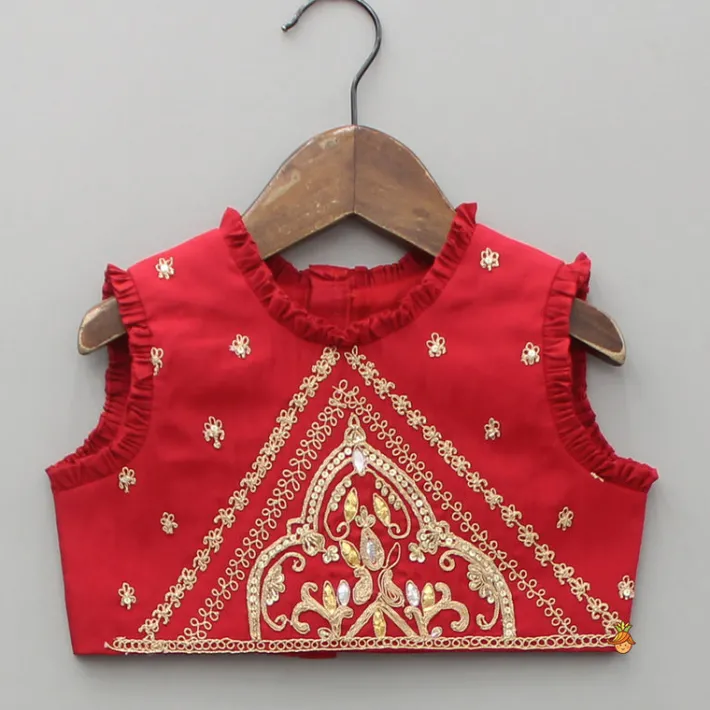 Online Embroidered Red Top With Lehenga Lehengas & Ghagras | Ethnic Wear