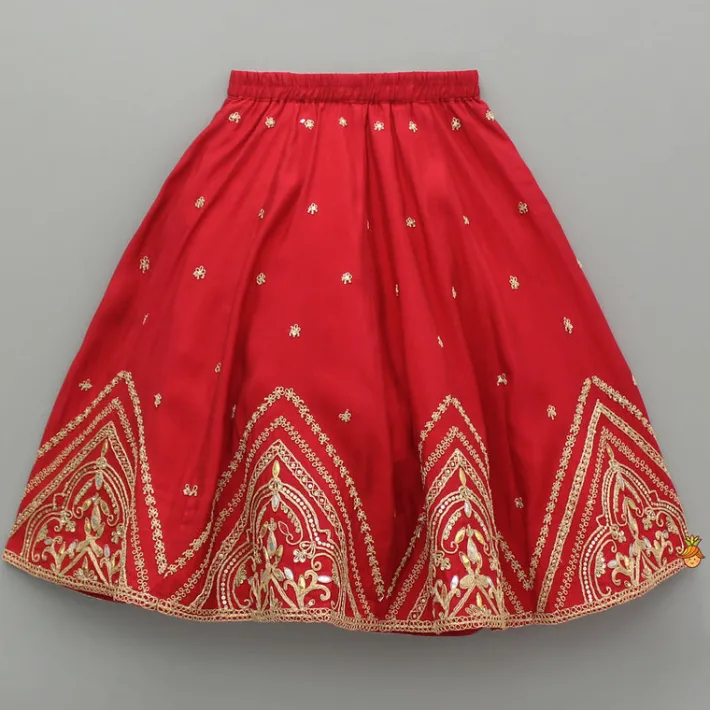Online Embroidered Red Top With Lehenga Lehengas & Ghagras | Ethnic Wear