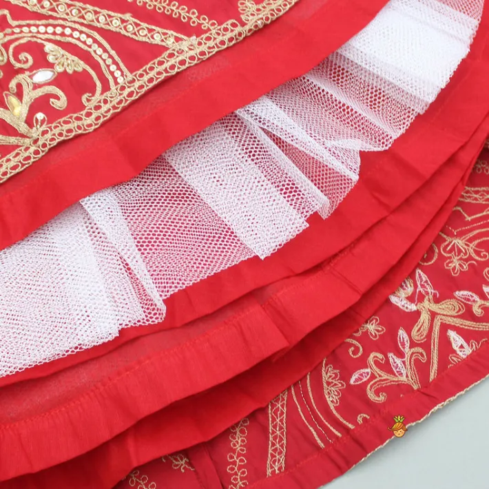 Online Embroidered Red Top With Lehenga Lehengas & Ghagras | Ethnic Wear