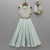 Sale Embroidered Scalloped Detail Top And Flared Palazzo With Dupatta Ethnic Wear | Palazzos & Shararas