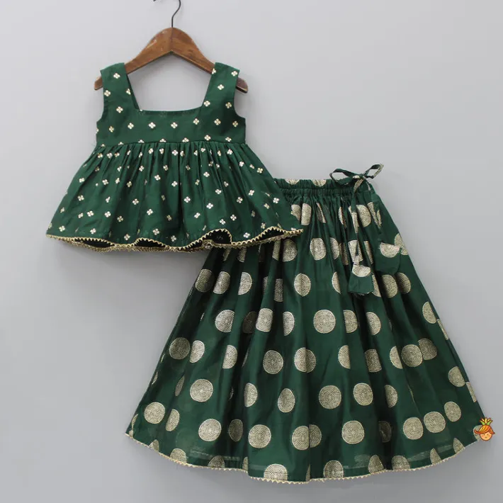 Discount Embroidered Sleeveless Green Peplum Top And Lehenga Ethnic Wear | Lehengas & Ghagras