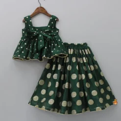 Discount Embroidered Sleeveless Green Peplum Top And Lehenga Ethnic Wear | Lehengas & Ghagras