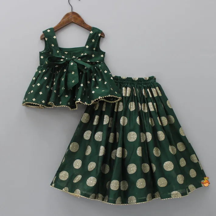 Discount Embroidered Sleeveless Green Peplum Top And Lehenga Ethnic Wear | Lehengas & Ghagras