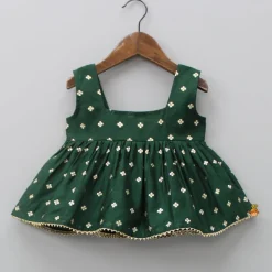 Discount Embroidered Sleeveless Green Peplum Top And Lehenga Ethnic Wear | Lehengas & Ghagras