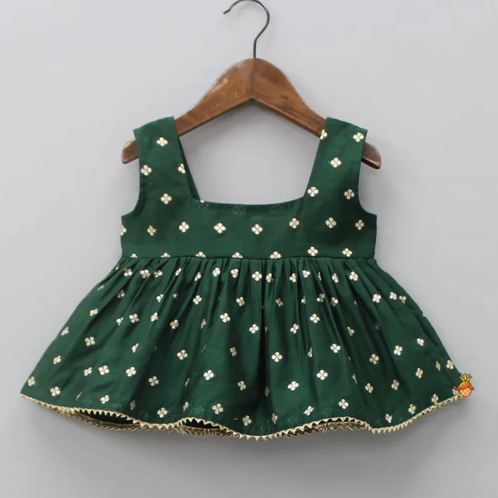 Discount Embroidered Sleeveless Green Peplum Top And Lehenga Ethnic Wear | Lehengas & Ghagras
