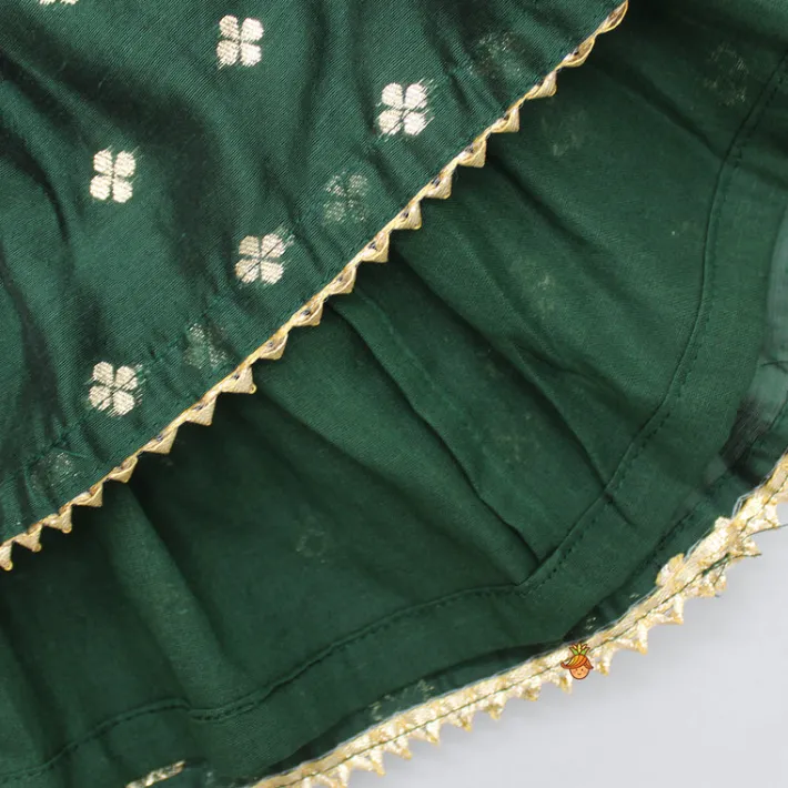 Discount Embroidered Sleeveless Green Peplum Top And Lehenga Ethnic Wear | Lehengas & Ghagras