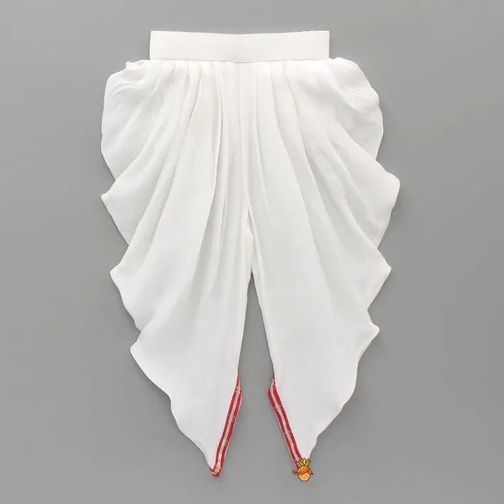 Outlet Embroidered Strappy Peplum Top And Dhoti With Dupatta Ethnic Wear | Dhotis & Patialas