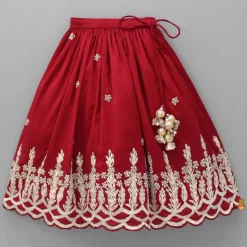 Outlet Embroidered Strappy Red Top And Pleated Lehenga Ethnic Wear | Lehengas & Ghagras
