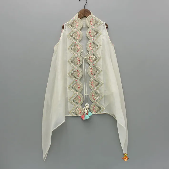 Best Embroidered Strappy Top With Cape And Palazzo Ethnic Wear | Palazzos & Shararas