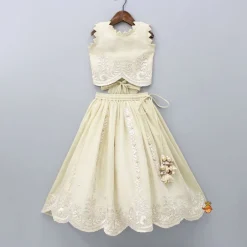 New Embroidered Stylish Hem Beige Top And Pleated Lehenga Ethnic Wear | Lehengas & Ghagras