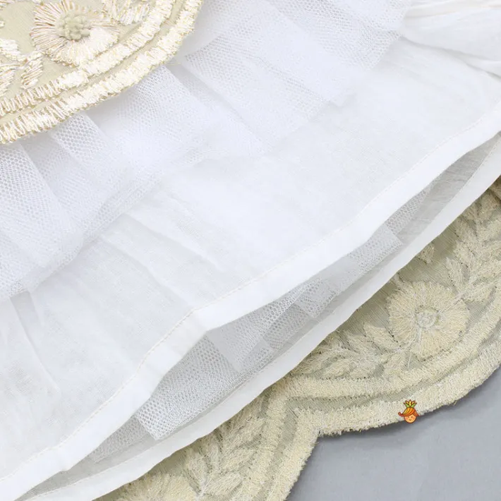New Embroidered Stylish Hem Beige Top And Pleated Lehenga Ethnic Wear | Lehengas & Ghagras