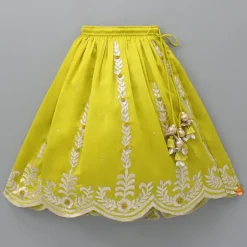Discount Embroidered Stylish Hem Green Top And Pleated Lehenga Ethnic Wear | Lehengas & Ghagras