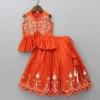 Outlet Embroidered Stylish Orange Top And Pleated Lehenga Twinning Sets | Ethnic Wear