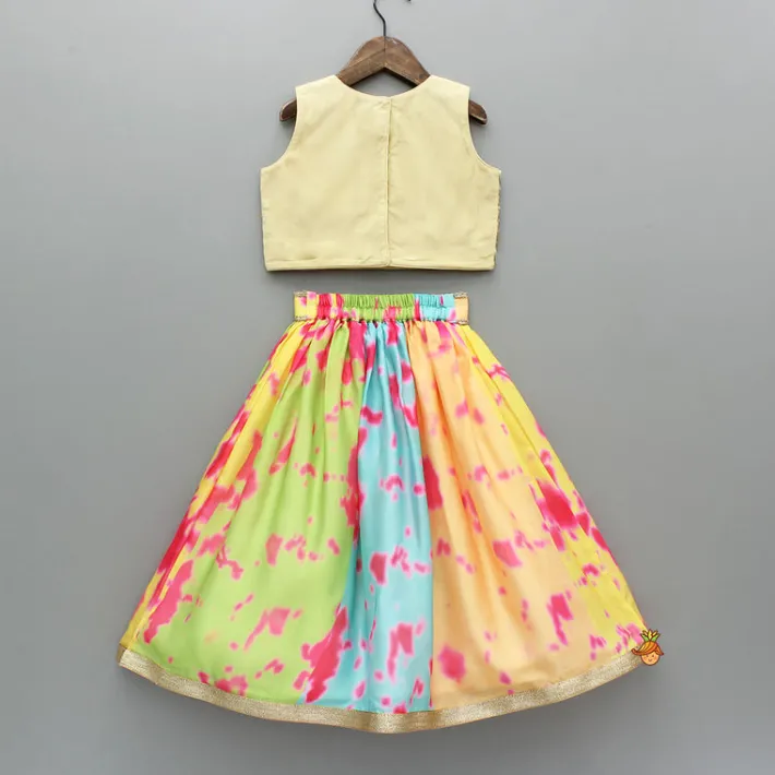 Best Embroidered Top And Printed Multicoloured Lehenga With Dupatta Ethnic Wear | Lehengas & Ghagras