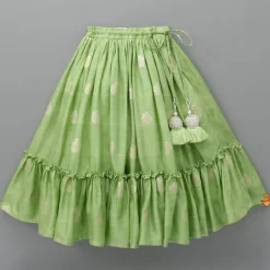 Hot Embroidered Top Green And Brocade Lehenga Twinning Sets | Ethnic Wear