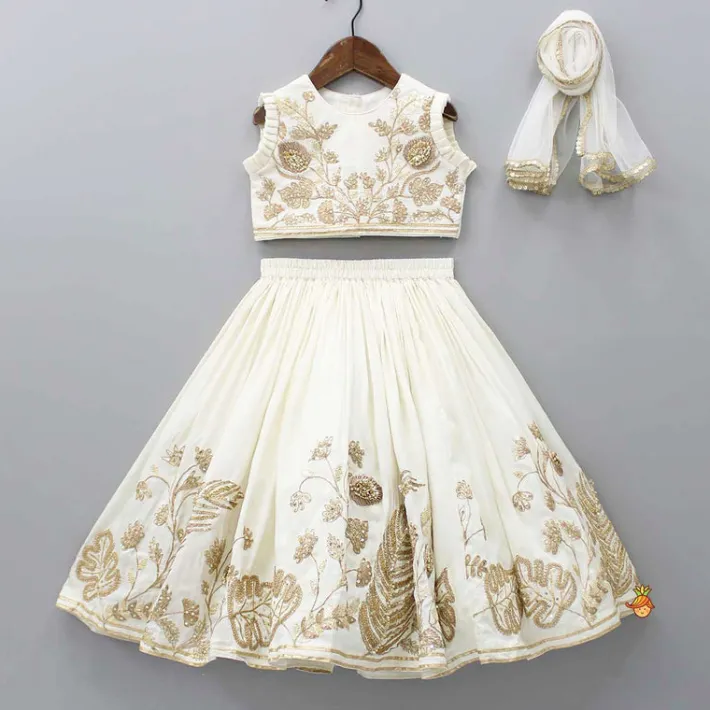 Discount Embroidered Top With Gota Work Lehenga And Net Dupatta Ethnic Wear | Lehengas & Ghagras