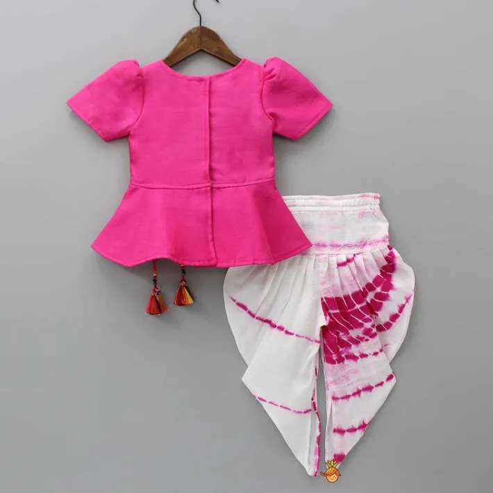 New Embroidered Top With Tie And Dye Dhoti Ethnic Wear | Dhotis & Patialas