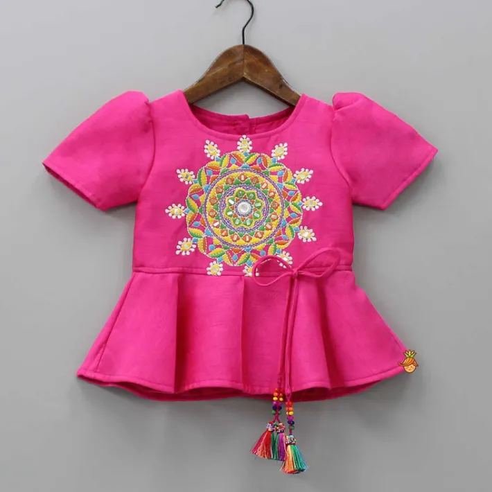 New Embroidered Top With Tie And Dye Dhoti Ethnic Wear | Dhotis & Patialas