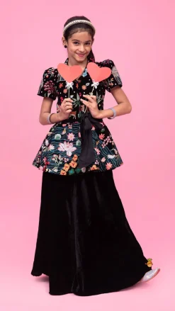 Online Embroidered Velvet Black Top And Flared Palazzo Ethnic Wear | Palazzos & Shararas