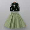 New Embroidered Velvet Green Top And Lehenga Ethnic Wear | Lehengas & Ghagras
