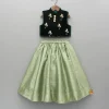 Fashion Embroidered Velvet Green Top And Lehenga Ethnic Wear | Lehengas & Ghagras