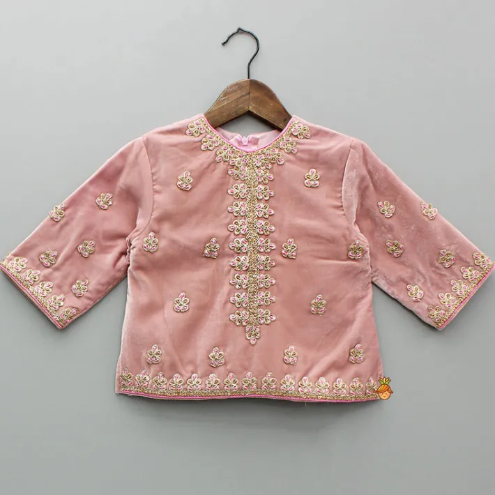 New Embroidered Velvet Top And Lehenga With Dupatta Ethnic Wear | Lehengas & Ghagras