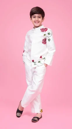 New Embroidered White Sherwani With Pant BOY Indian Ethnic Wear | Sherwani Sets