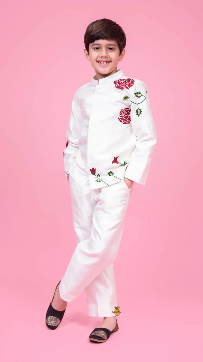 New Embroidered White Sherwani With Pant BOY Indian Ethnic Wear | Sherwani Sets