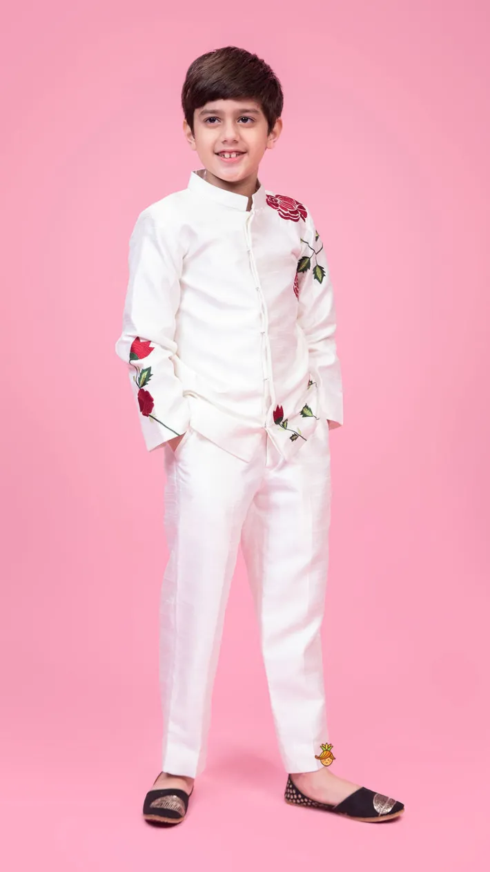 New Embroidered White Sherwani With Pant BOY Indian Ethnic Wear | Sherwani Sets