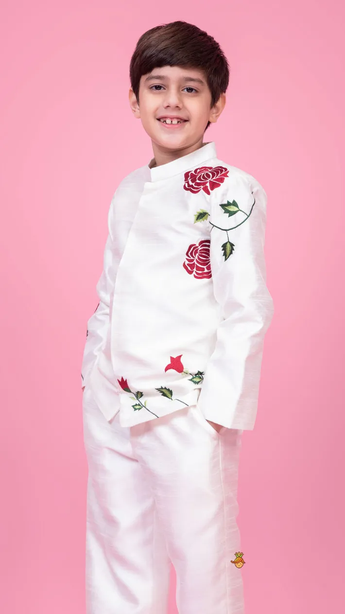 New Embroidered White Sherwani With Pant BOY Indian Ethnic Wear | Sherwani Sets