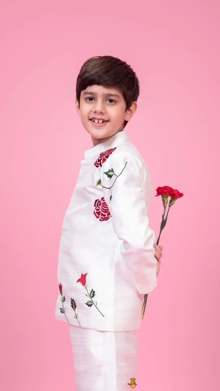New Embroidered White Sherwani With Pant BOY Indian Ethnic Wear | Sherwani Sets
