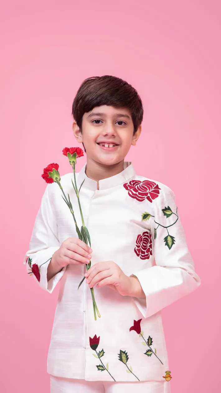 New Embroidered White Sherwani With Pant BOY Indian Ethnic Wear | Sherwani Sets