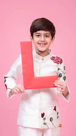 New Embroidered White Sherwani With Pant BOY Indian Ethnic Wear | Sherwani Sets