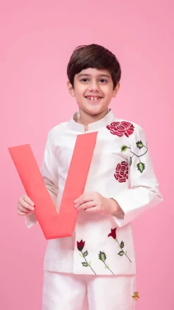 New Embroidered White Sherwani With Pant BOY Indian Ethnic Wear | Sherwani Sets