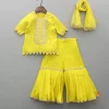 Discount Embroidered Yellow Kurti With Sharara And Dupatta Twinning Sets | Ethnic Wear