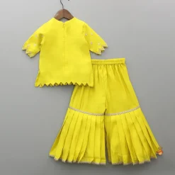 Discount Embroidered Yellow Kurti With Sharara And Dupatta Twinning Sets | Ethnic Wear