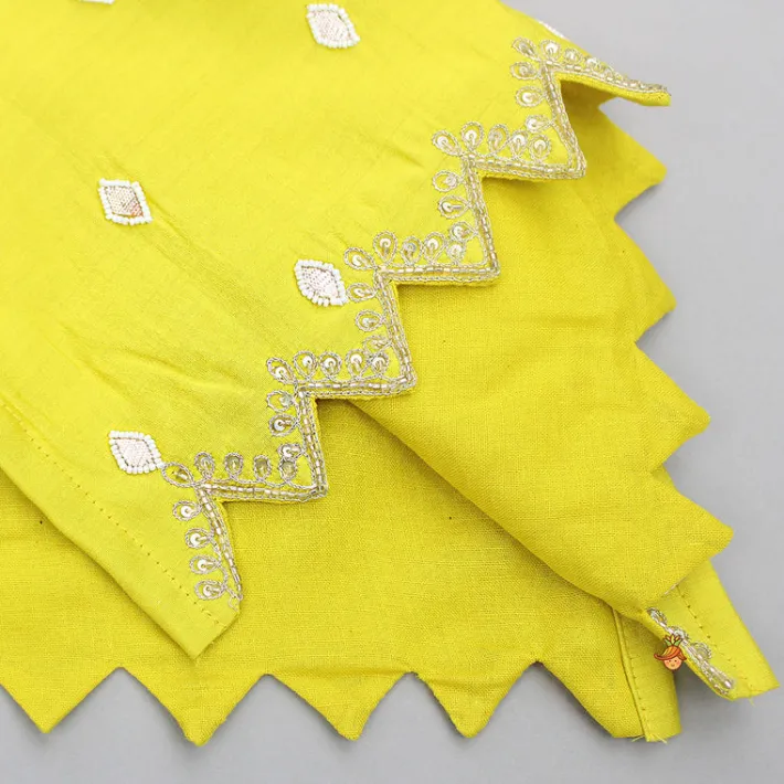 Discount Embroidered Yellow Kurti With Sharara And Dupatta Twinning Sets | Ethnic Wear