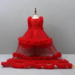 Online Embroidered Yoke Red Dress With Detachable Trial And Bow With Matching Swirled Bowie Headband Dresses & Sets | Dresses