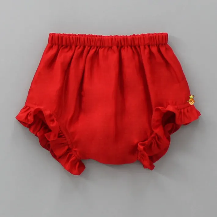 Best Embroidered Yoke Red Top And Bloomer Dresses & Sets | Sets