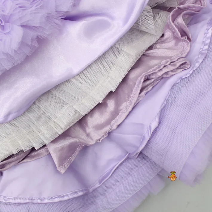 Clearance Embroidered Yoke Ruffle Hem Lavender Dress With Detachable Trail And Matching Head Band Dresses & Sets | Dresses