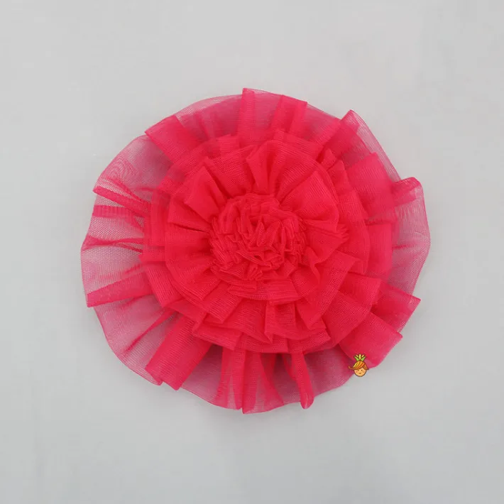 Sale Enchanting Crimson Red Gathered Dress With Hair Clip Dresses & Sets | Dresses