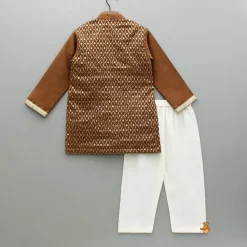 Fashion Ethnic Embroidered Brown Kurta With Pyjama BOY Twinning Sets | Indian Ethnic Wear