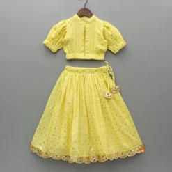 Hot Ethnic Embroidered Yellow Top And Lehenga Ethnic Wear | Lehengas & Ghagras