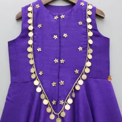 Clearance Ethnic Floral Sequins Flowy Violet Jumpsuit Ethnic Wear