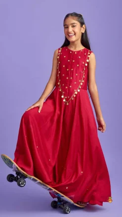New Ethnic Floral Sequins Work Flowy Jumpsuit Ethnic Wear
